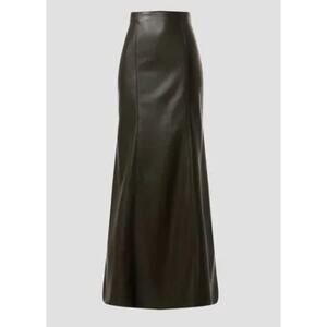 Nanushka Carlotta Skirt Faux Leather A-Line Midi Skirt Green
